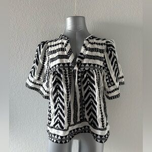 Old Navy Black and White Tribal Print Blouse